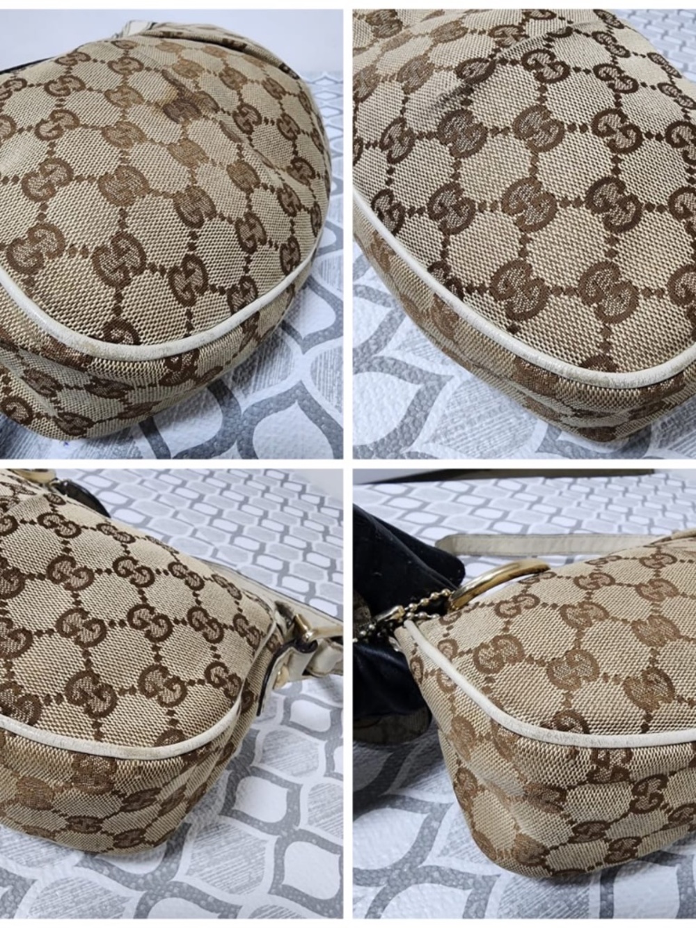 Authentic Gucci Monogram GG Heart Small Shoulder Bag Brown/Beige/Cream - Picture 7 of 13